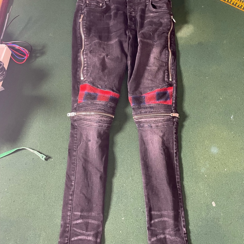 AMIRI Black and Red Skinny Jeans